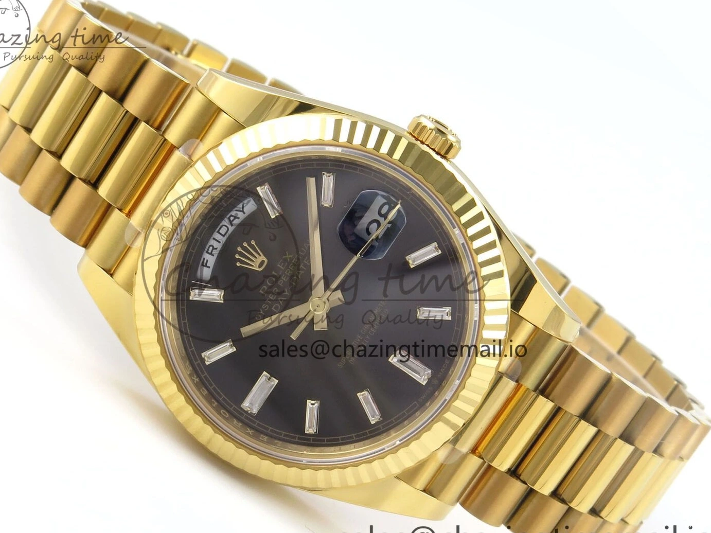 MiroTime 0320 Packable Day Date 40 YG 228238 THBF 1:1 Best Edition Black Crystal Dial on President Bracelet VR3255 V3 (Gain Weight) 378